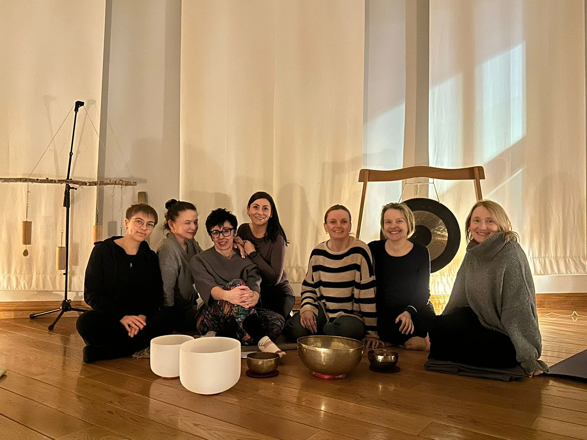 Small group during a relaxation session